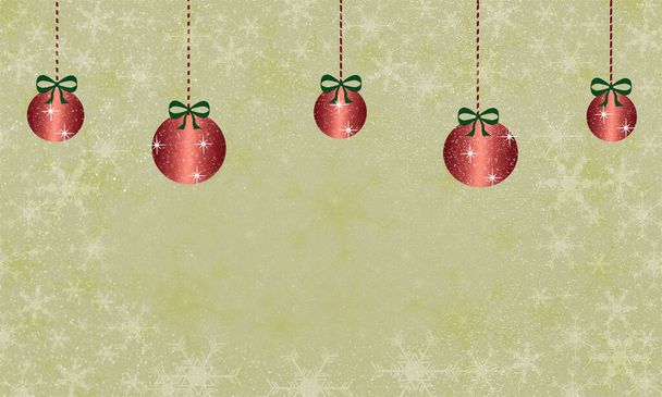 Biglietto di auguri natalizio con palline rosse
 - Foto, immagini