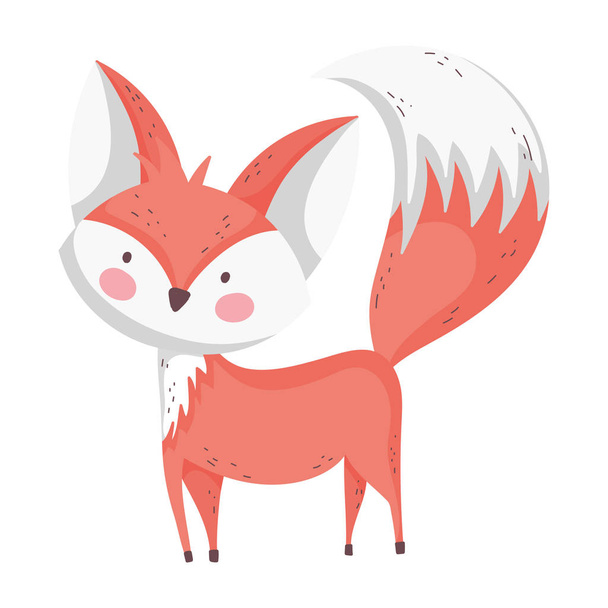 cute fox with big tail standing on white background - Vecteur, image