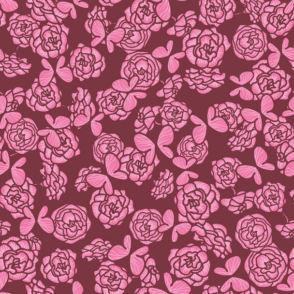 padrão de vetor sem costura romântico com jardim de rosas e borboletas
 - Vetor, Imagem