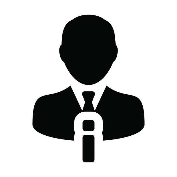 Піктограма подробиць Векторний чоловічий профіль аватара з інформаційним символом для бізнесу на ілюстрації піктограми гліфа
 - Вектор, зображення