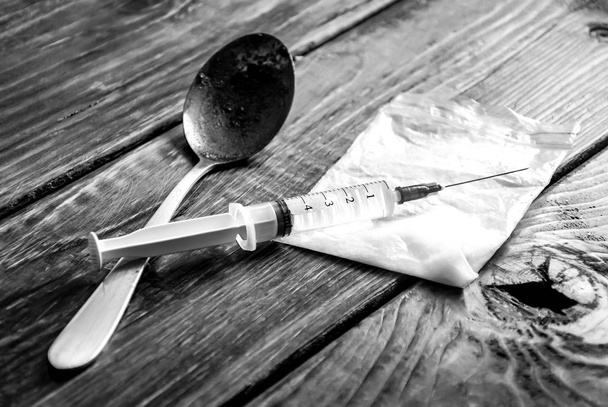 Drug addiction in black and white - Photo, Image