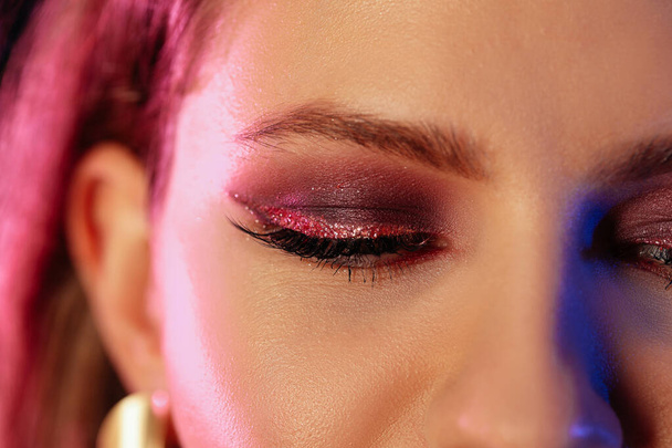 Young woman with stylish makeup, closeup - Foto, Bild