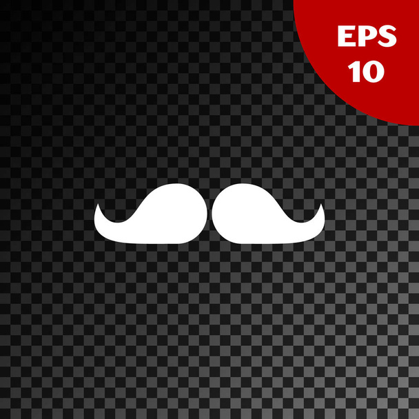 White Mustache icon isolated on transparent dark background. Barbershop symbol. Facial hair style.  Vector Illustration - Vector, Image