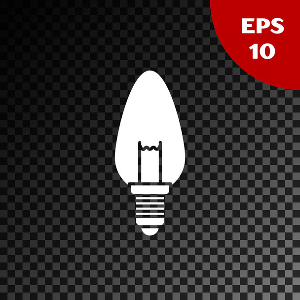 Lâmpada de luz branca com conceito de ícone de ideia isolado em fundo escuro transparente. Símbolo de energia e ideia. Conceito de inspiração. Ilustração vetorial
 - Vetor, Imagem