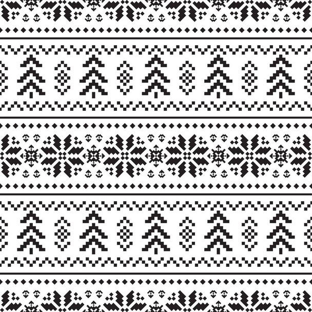 Patrón Etnic sin costuras en color blanco y negro. Patrón Azteca Tribal BW
 - Vector, imagen