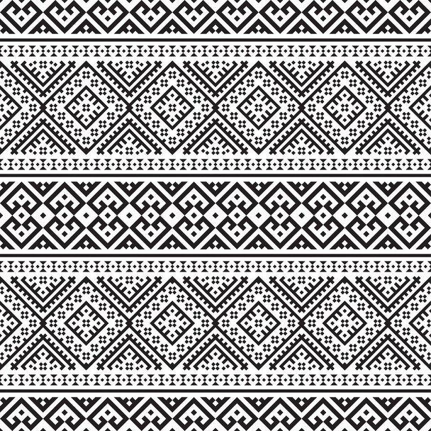 Этнические ацтекские паттерны в черно-белом цвете. Дизайн для фона, рамки, границы или украшения. Икат, геометрический узор, индейцы, наваджо, инки
 - Вектор,изображение