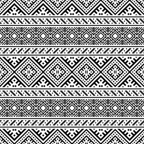 エスニック・アステカ・パターン・イラスト黒と白のデザイン。背景、フレーム、ボーダーや装飾のためのデザイン。イカット,幾何学模様,インド先住民,ナバホ,インカデザイン - ベクター画像