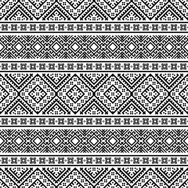 Etniczny wzór aztecki Projekt ilustracji w kolorze czarno-białym. projekt tła, ramy, granicy lub dekoracji. Ikat, wzór geometryczny, Indianin, Navajo, Inca Design - Wektor, obraz