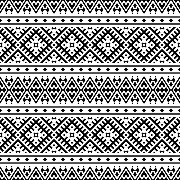 白と黒のシームレスな電子パターン。Bw Tribal｜アステカ - ベクター画像