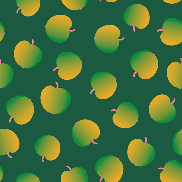 zökkenőmentes vektor minta zöld és sárga gradiens almákkal - Vektor, kép