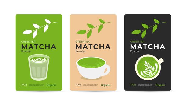 Set von Matcha-Tee-Verpackungen - Vektor, Bild