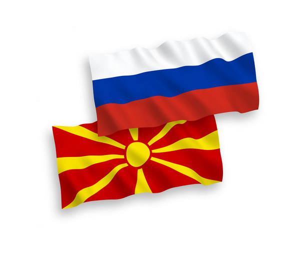 Drapeaux de Macédoine du Nord et de Russie sur fond blanc
 - Vecteur, image