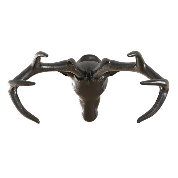Декоративная голова черного оленя на изолированном фоне сверху. 3D рендеринг
 - Фото, изображение