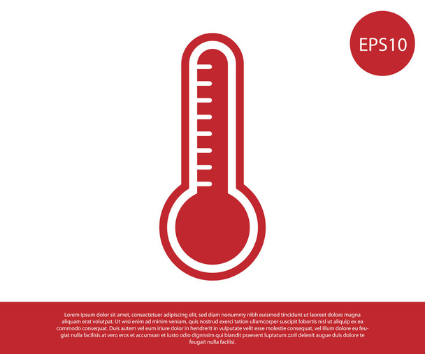 赤気象温度計は、白い背景に隔離された熱と冷たいアイコンを測定します。高温または低温を示す温度計機器。ベクターイラスト - ベクター画像