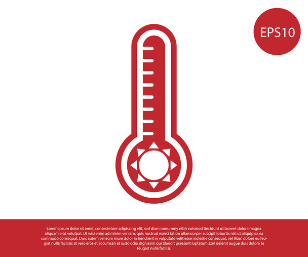 Termômetro de meteorologia vermelha medindo calor e ícone frio isolado no fundo branco. Equipamento termômetro mostrando clima quente ou frio. Ilustração vetorial
 - Vetor, Imagem