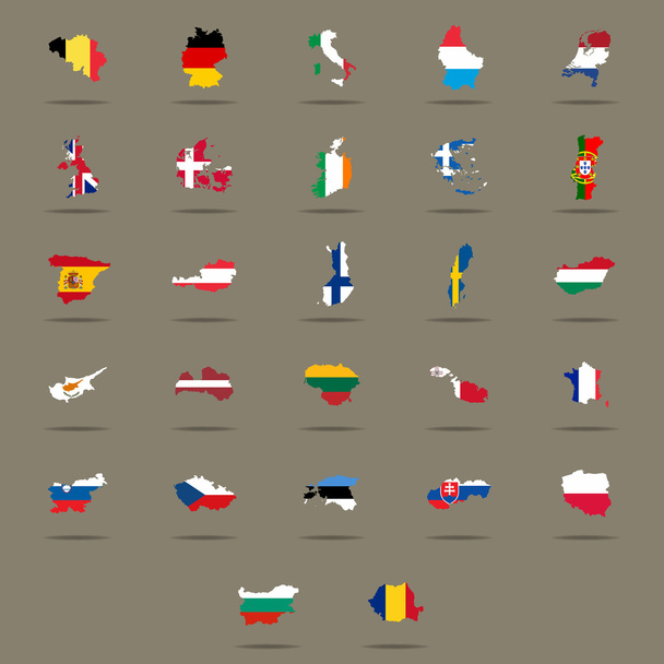 Набір позначок країни Європейського Союзу. Векторні ілюстрації - Вектор, зображення
