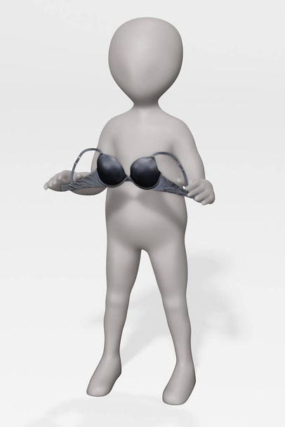 3d renderizado de personaje de dibujos animados con sujetador
 - Foto, imagen