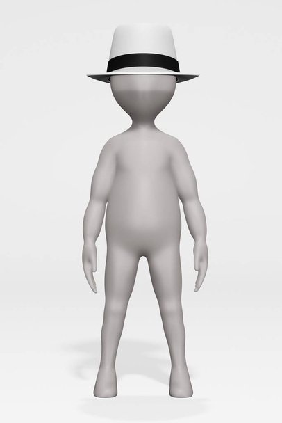3D Render of Cartoon Character with Hat - Photo, Image