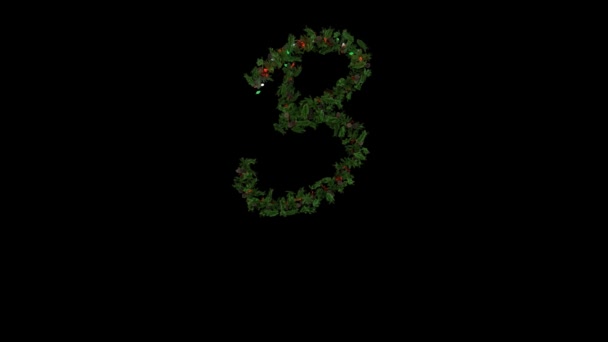 Christmas wreath typeface with separate alpha channel the character B - Footage, Video