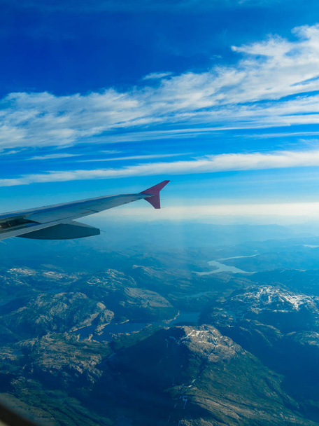 Beautiful sky and land view from plane - 写真・画像