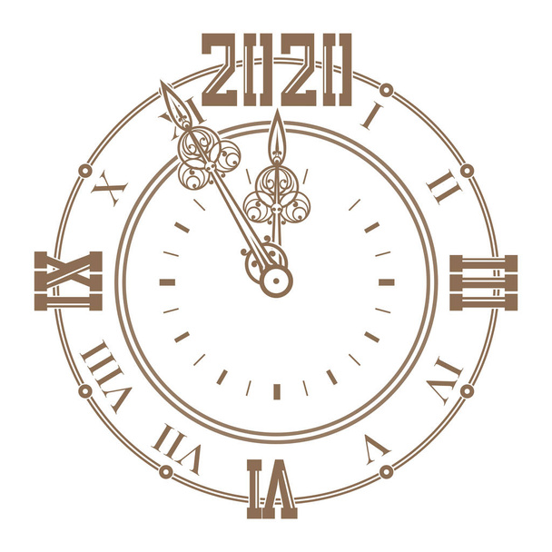 Quadrante di un orologio d'epoca con le mani ricce
 - Vettoriali, immagini