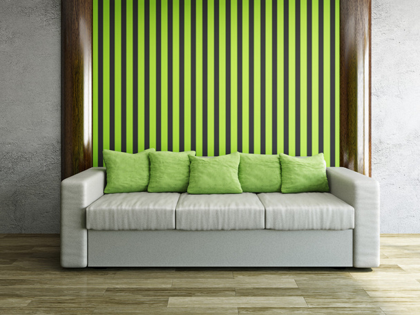 skórzana kanapa z zielonej poduszki - Zdjęcie, obraz