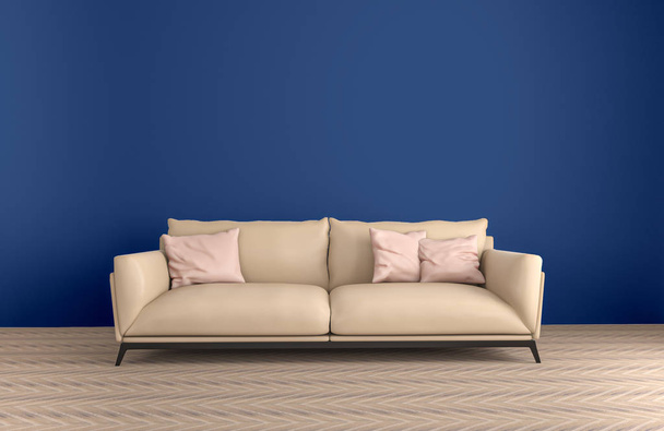 Interior of living room ,Ultraviolet home decor concept ,purple sofa and pillow ,3d render - Фото, изображение