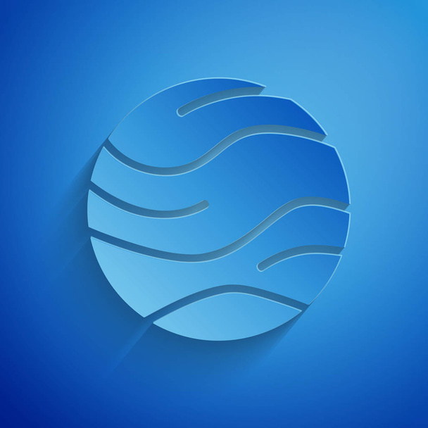 Иконка "Планета" выделена на синем фоне. Бумажный стиль. Векторная миграция
 - Вектор,изображение