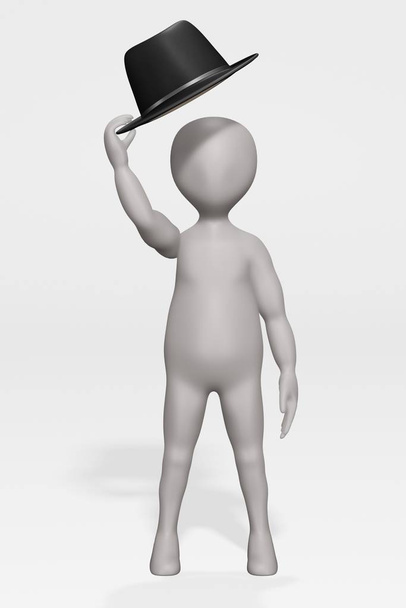 3D renderowania postać z kreskówek z kapeluszem - Zdjęcie, obraz
