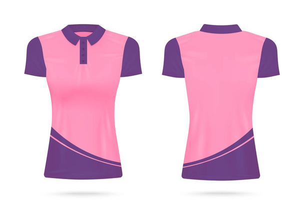 Women polo shirt in pink and purple mockup realistic vector illustration isolated. - Vecteur, image