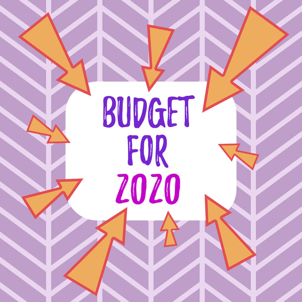 Текст написання слів Бюджет на 2020 рік Концепція бізнесу для письмових оцінок доходів і витрат на 2020 рік Асиметричний шаблон нерівного формату об'єкта начерки багатобарвного дизайну
. - Фото, зображення