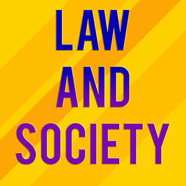Text sign showing Law And Society. Conceptual photo Address the mutual relationship between law and society Square rectangle paper sheet loaded with full creation of pattern theme. - Photo, Image