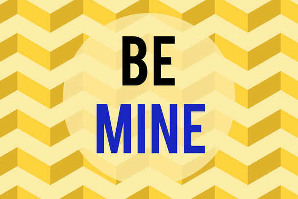 Text sign showing Be Mine. Conceptual photo like a demonstrating more than a friend and would like to date them Seamless wavy lines pattern. Abstract texture zigzag waving. Geometric. - Photo, Image