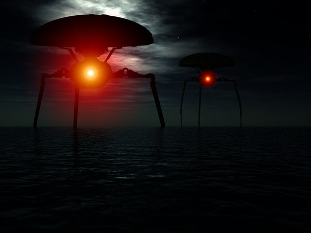 Tripés alienígenas no oceano
 - Foto, Imagem