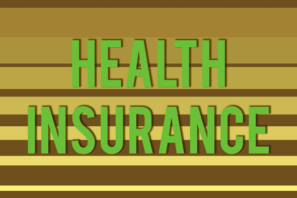 Handwriting text Health Insurance. Concept meaning reimburse the insured for expenses incurred from illness Seamless horizontal lines background drawing lines. Simple wallpaper banner. - Photo, Image