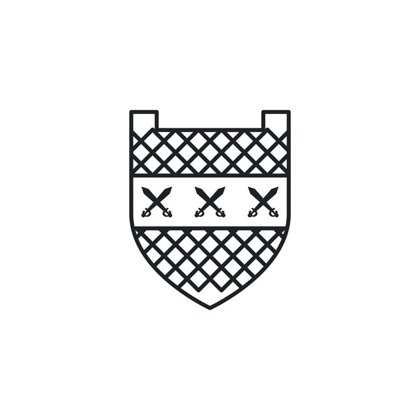 μεσαιωνική ασπίδα με βέλη σταυρωμένα επίπεδη εικόνα - Διάνυσμα, εικόνα