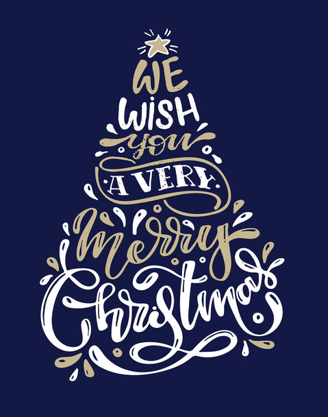 We wish you a Merry Christmas - cute hand drawn lettering postcard - Vecteur, image