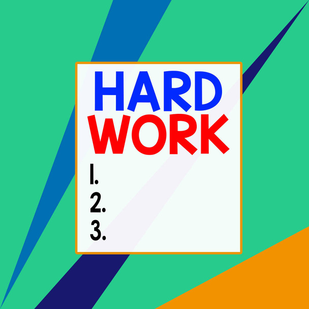Conceptual hand writing showing Hard Work. Business photo text always putting a lot of effort and care into work or endurance Square rectangle paper sheet load with full of pattern theme. - Photo, Image