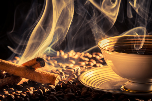 closeup της άρωμα κανέλας και Αλεσμένος καφές - Φωτογραφία, εικόνα