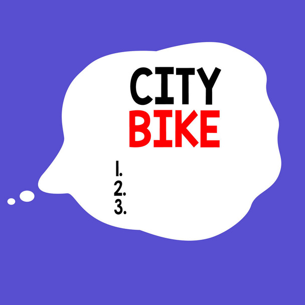 Writing note showing City Bike. Business photo showcasing designed for regular short rides through equally flat urban areas Square rectangle paper sheet loaded with full creation of pattern theme. - Photo, Image