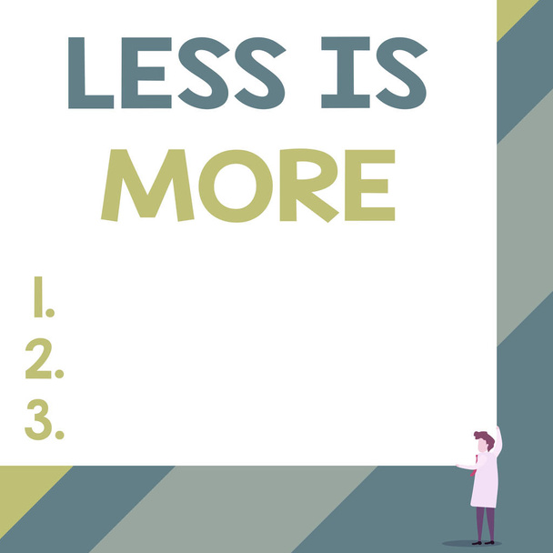 Текст почерка Less Is More. Концепция, означающая минималистский подход к художественной материи, более эффективна.
. - Фото, изображение