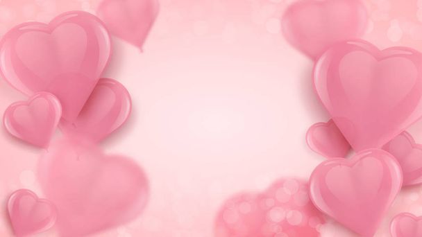 Balões em forma de coração de ar rosa. Ilustração de férias de balões voadores. Dia dos Namorados convite decoração festiva
 - Vetor, Imagem