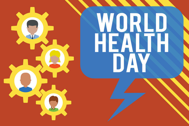 Handschrift Text Weltgesundheitstag. Konzept bedeutet, dass der weltweite Tag des Gesundheitsbewusstseins jedes Jahr gefeiert wird.. - Foto, Bild