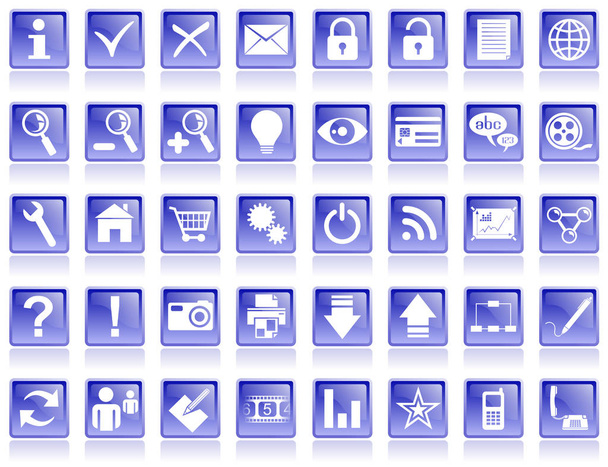 Set of blue icons on a white background - Photo, Image