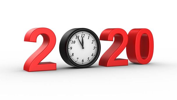 Новий рік 2020 року. Білий фон, 3d візуалізація
 - Фото, зображення