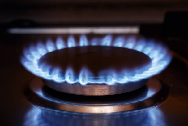 Gas burner flame at gas stove - Photo, Image