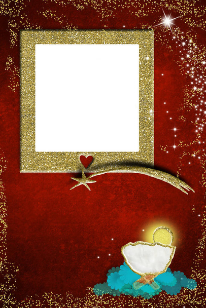 Christmas photo frame greeting card. - Photo, Image