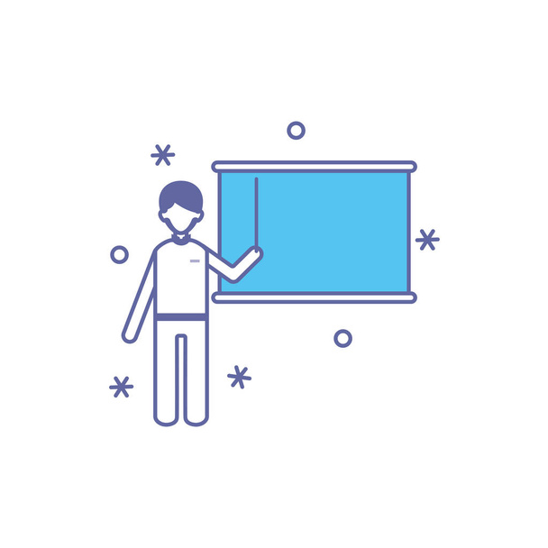 teacher man with chalkboard fill style icon - Vecteur, image