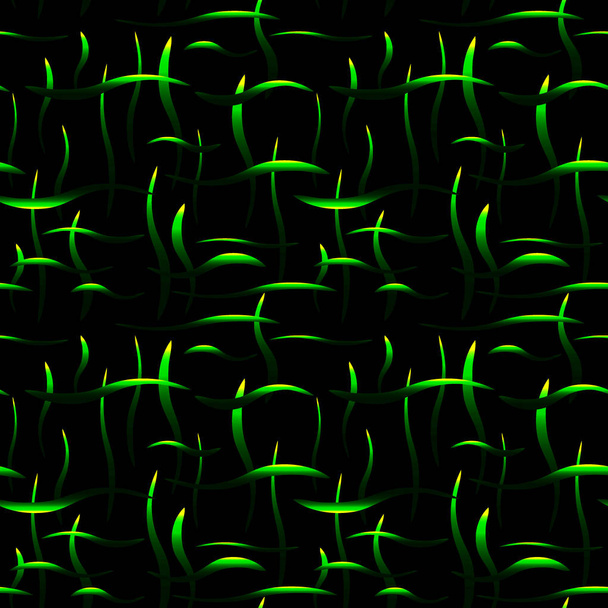 leuchtend grüne Stiele von Pflanzen mit Akzenten auf schwarzem Hintergrund - Vektor, Bild