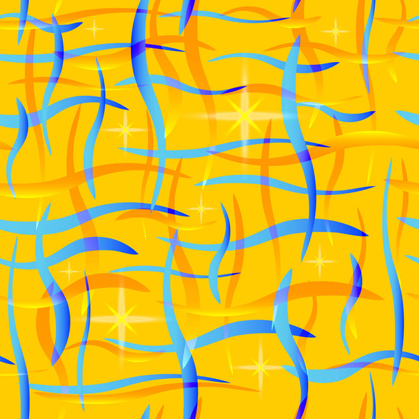 Leuchtende Raumlinien mit lila Akzenten auf gelbem Hintergrund - Vektor, Bild